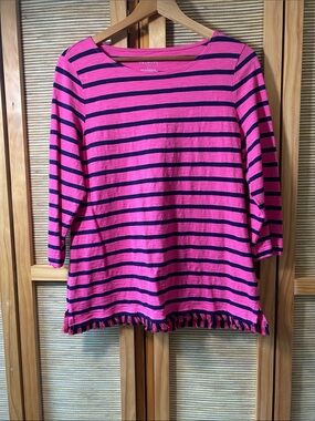 Talbots Striped Summer Weight Sweater Sz L